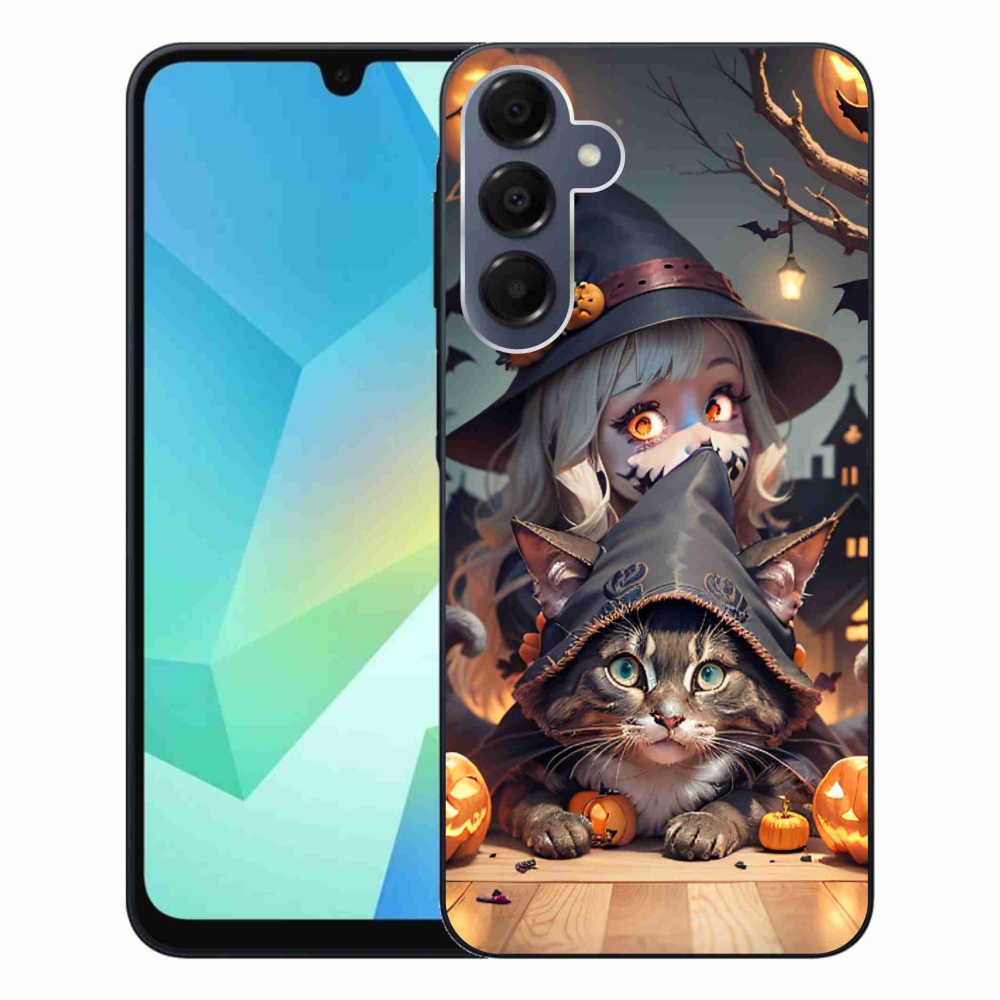 Gélový kryt mmCase na Samsung Galaxy A16 4G/5G - čarodejnica s mačkou