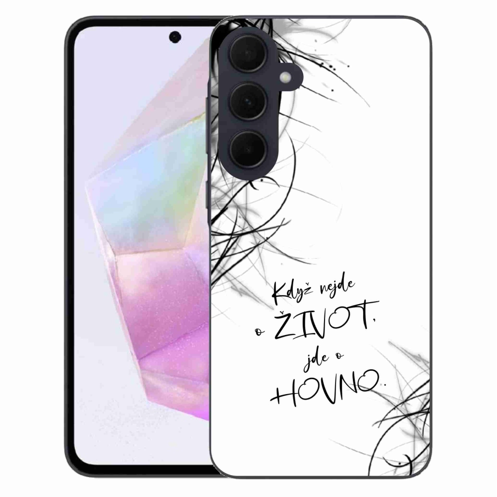 Gélový kryt mmCase na Samsung Galaxy A35 5G - vtipný text 16 biele pozadie