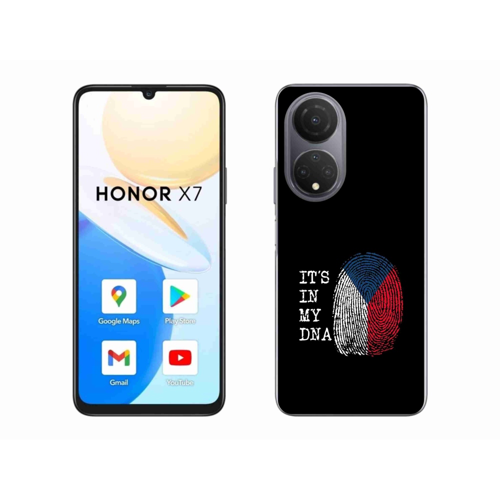 Gélový kryt mmCase na Honor X7 - vlajka odtlačok prsta čierne pozadie