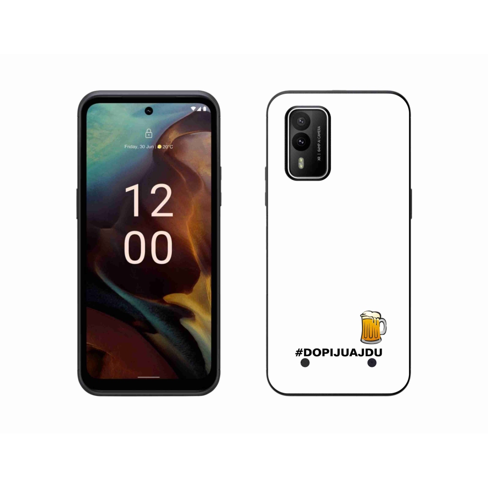 Gélový kryt mmCase na Nokia XR21 - pivný motív 1 biele pozadie