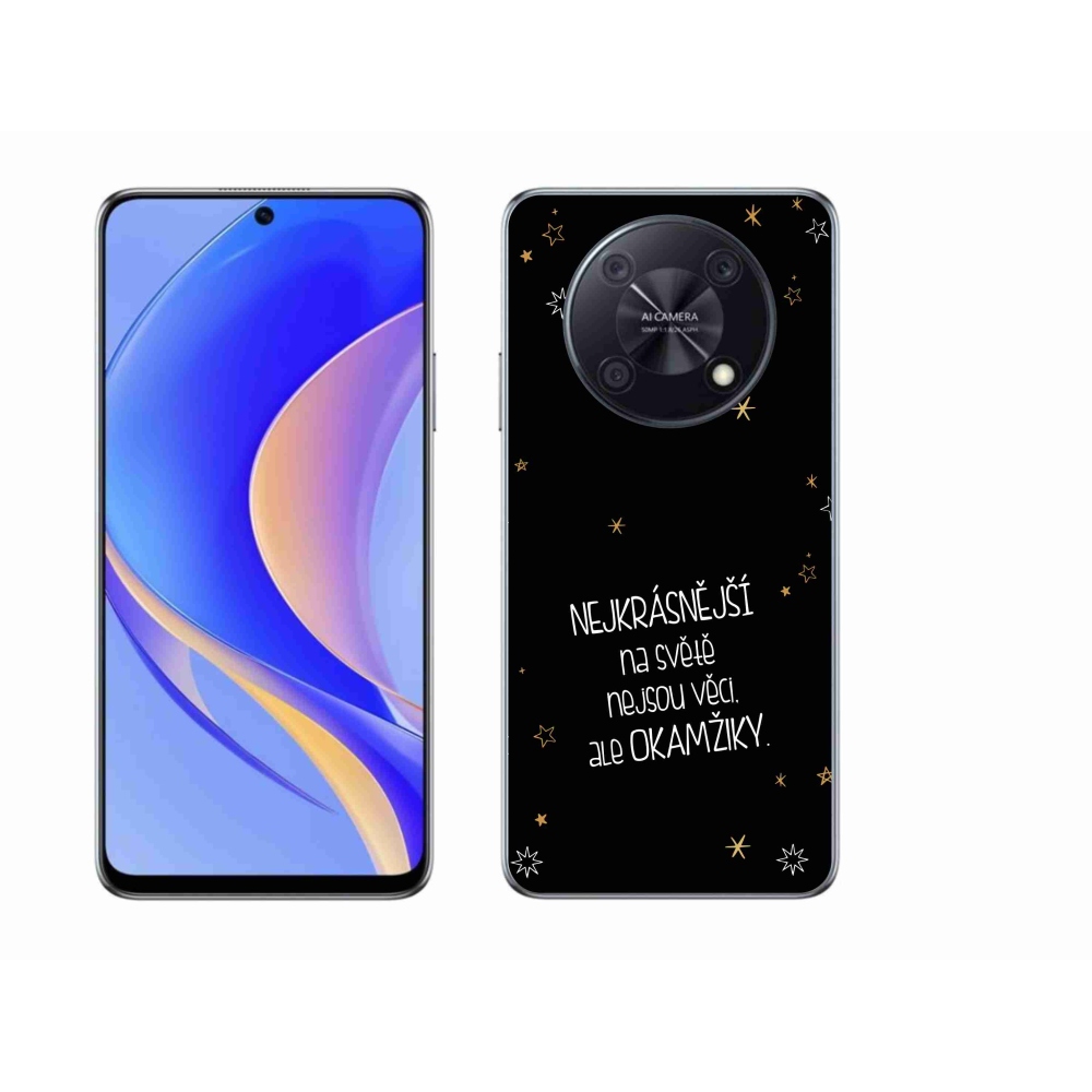 Gélový kryt mmCase na Huawei Nova Y90 - citát 4 čierne pozadie