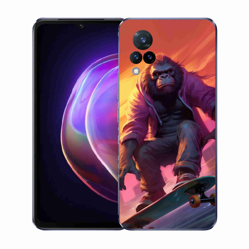 Gélový kryt mmCase na Vivo V21 4G/5G - gorila na skateboarde