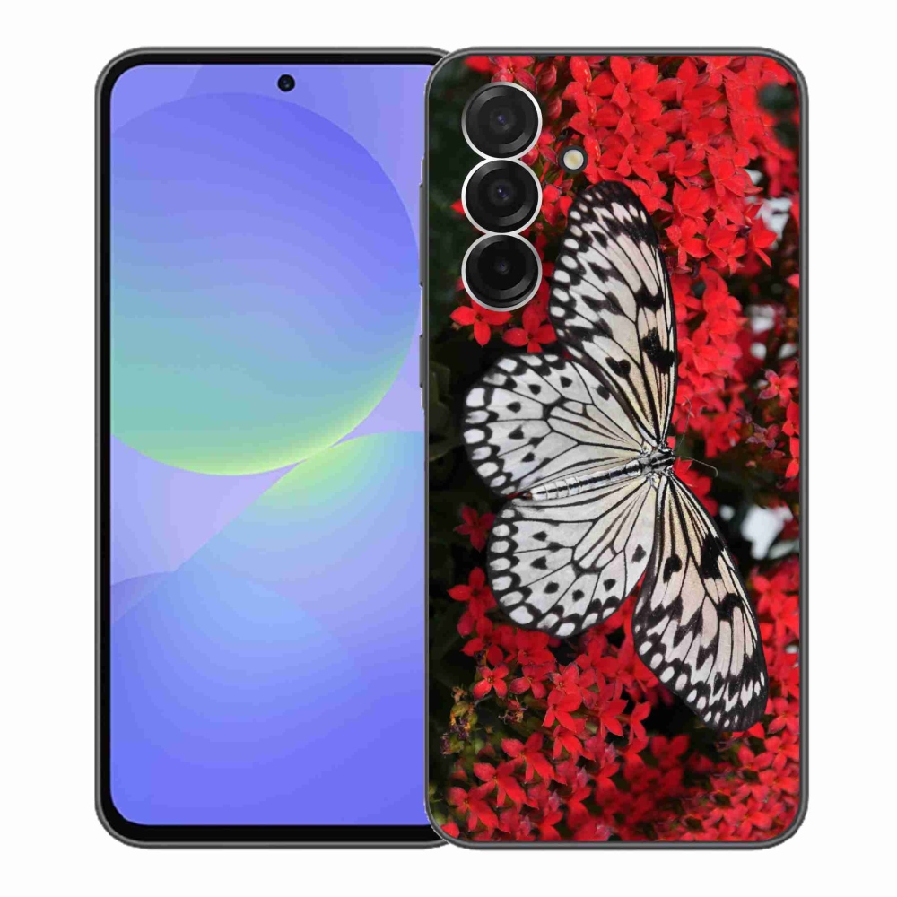 Gélový kryt mmCase na Samsung Galaxy A36 5G - čiernobiely motýľ 1