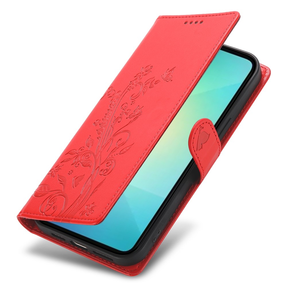 Flowery knižkové púzdro na Samsung Galaxy A07 4G - červené
