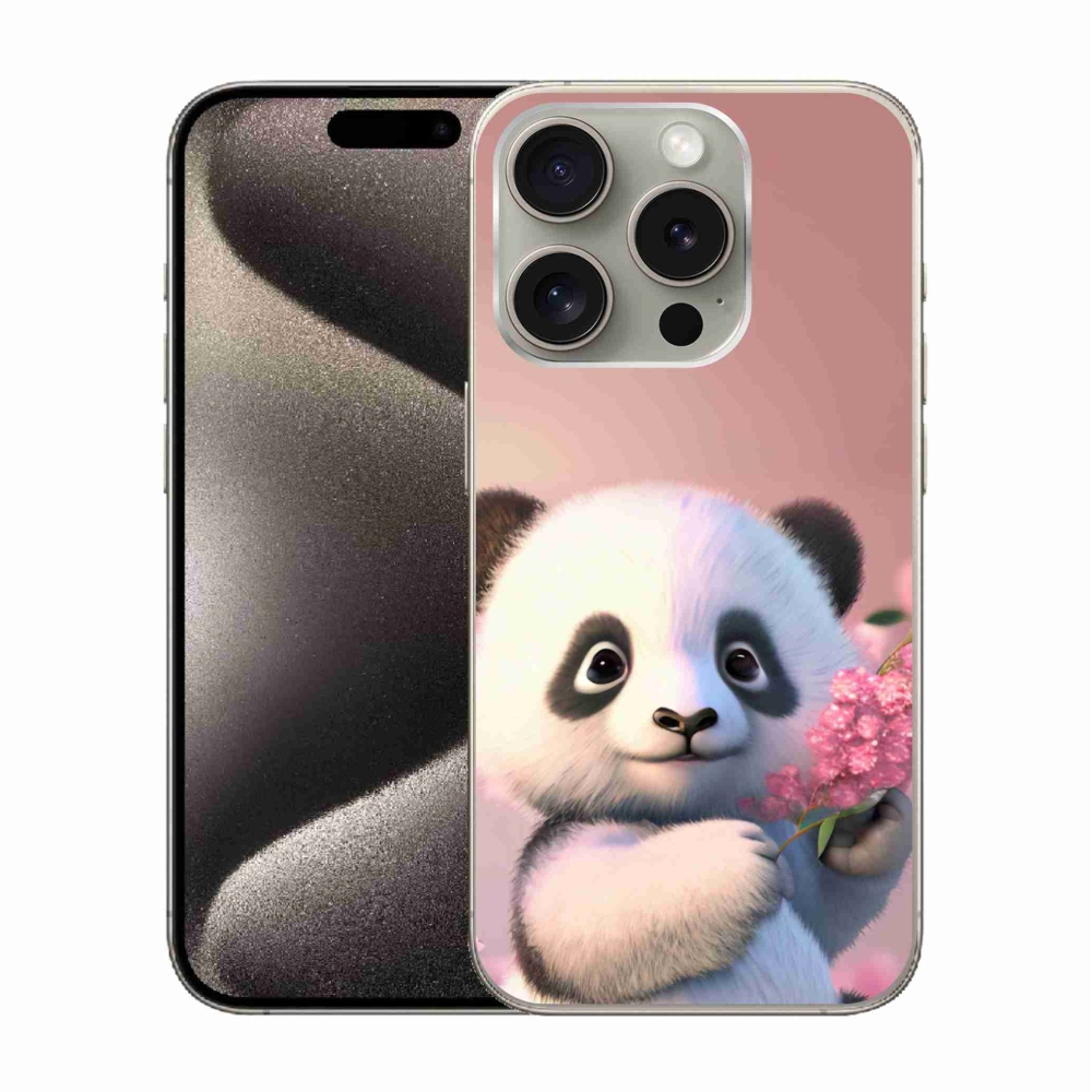 Gélový kryt mmCase na iPhone 15 Pro - roztomilá panda