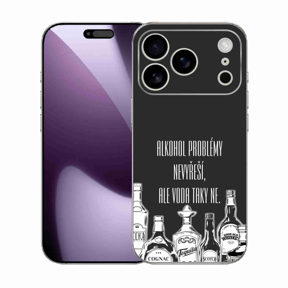 Gélový kryt mmCase na iPhone 17 Pro - vtipný text čierne pozadie
