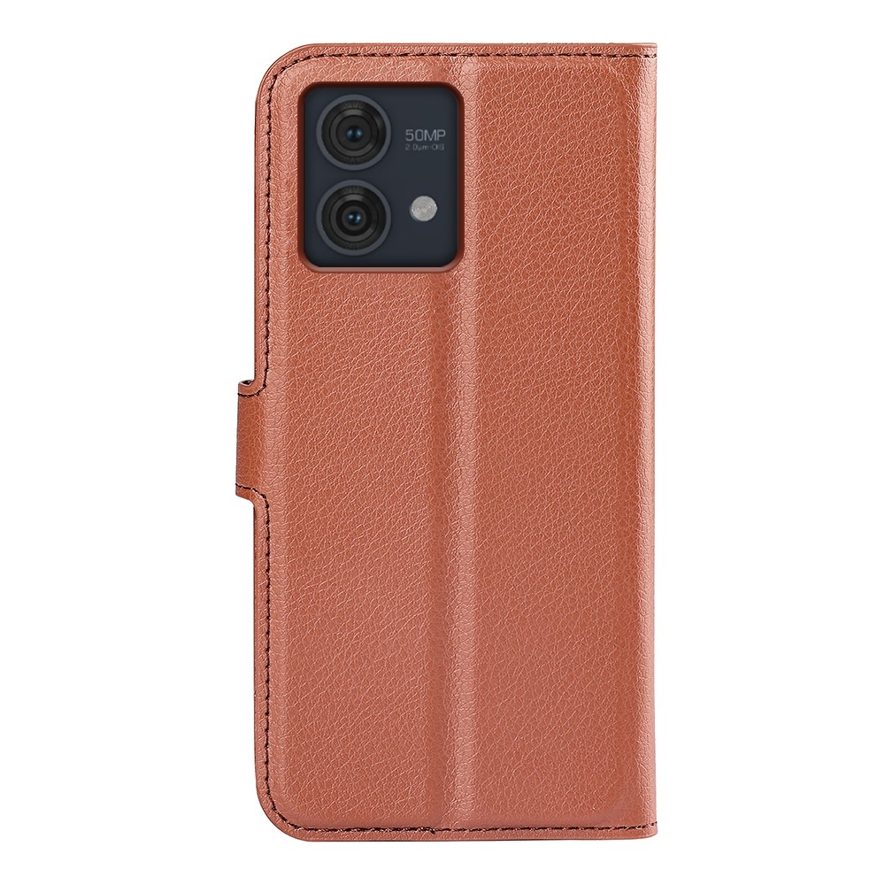Litchi knižkové púzdro na Motorola Moto G84 5G - hnedé