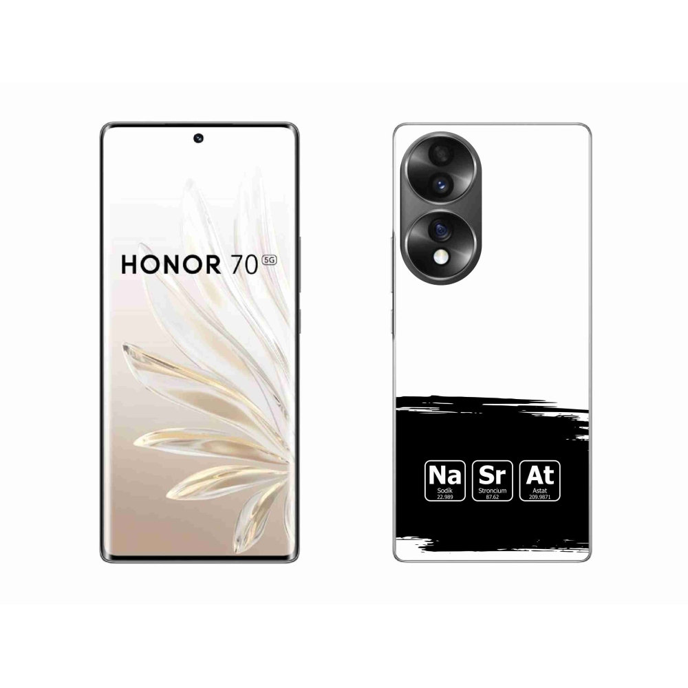 Gélový kryt mmCase na Honor 70 - chemické prvky čiernobiele pozadie