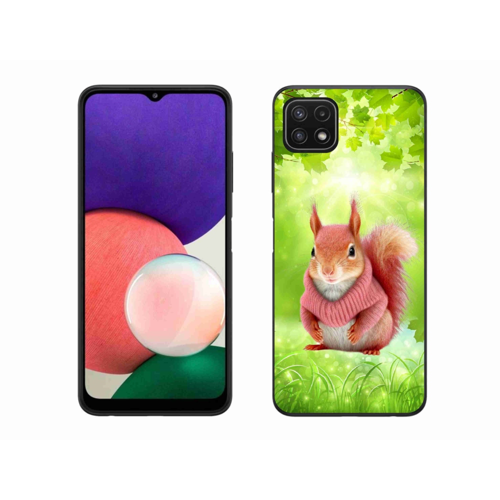 Gélový kryt mmCase na Samsung Galaxy A22 5G - veverička vo svetri