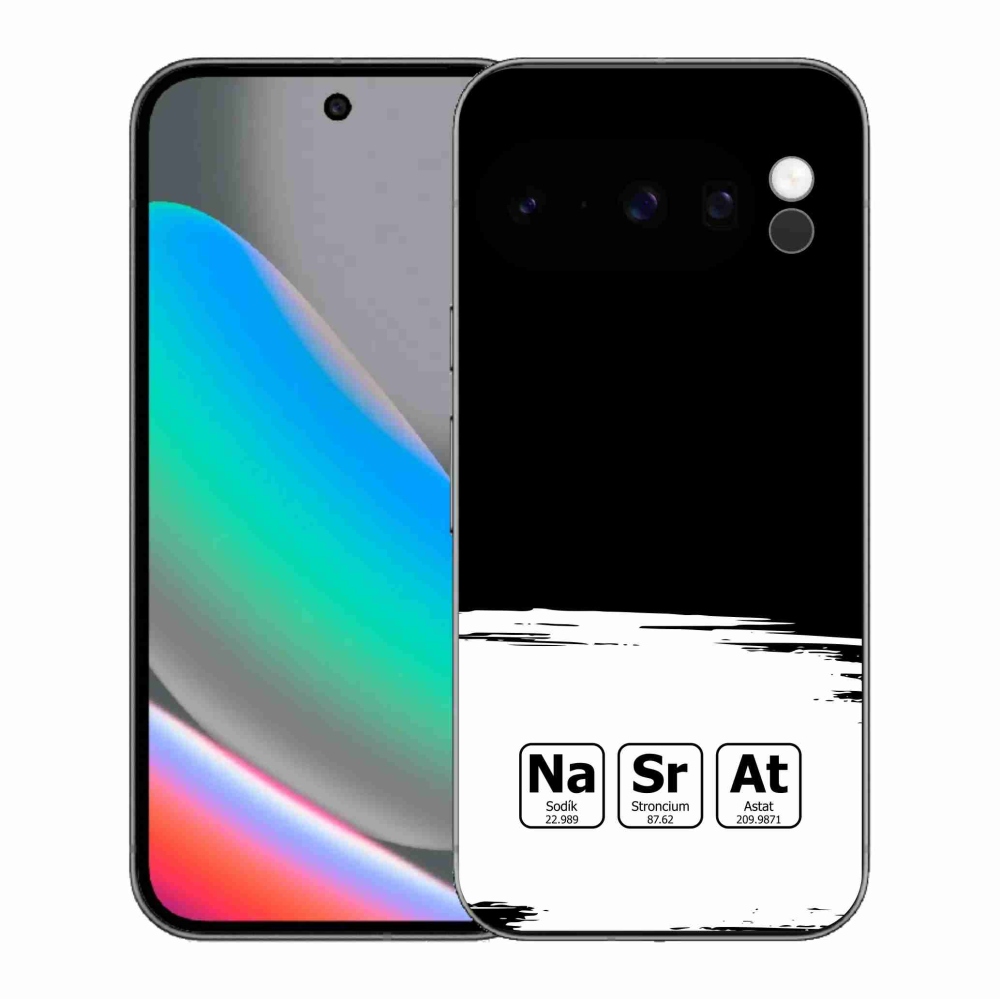 Gélový kryt mmCase na Google Pixel 10 Pro - chemické prvky bieločierne pozadie