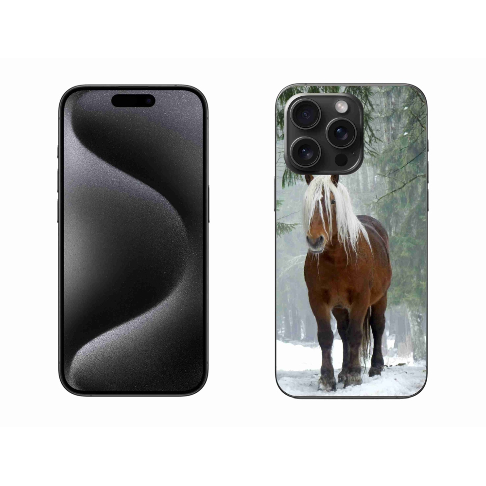 Gélový obal mmCase na iPhone 15 Pro Max - kôň v lese