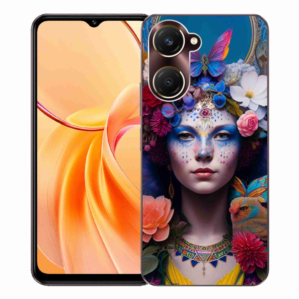Gélový kryt mmCase na Vivo Y28s 5G - žena s kvetinami