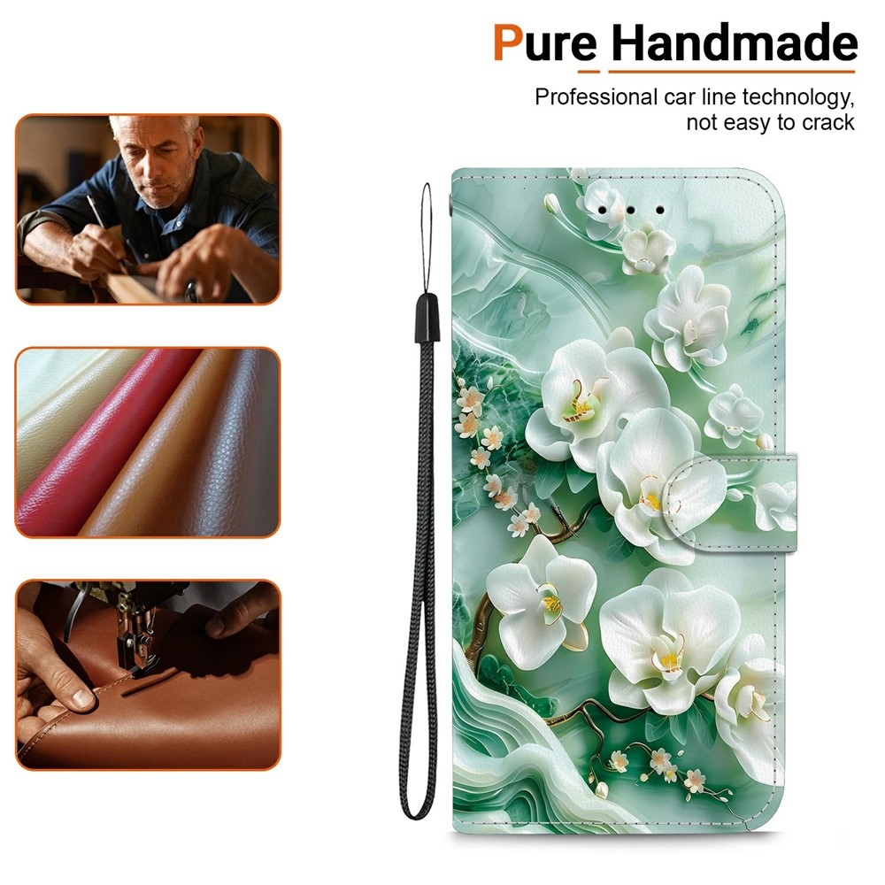 Versatile knižkové púzdro na Xiaomi Redmi 15 4G (171mm) - biele kvety