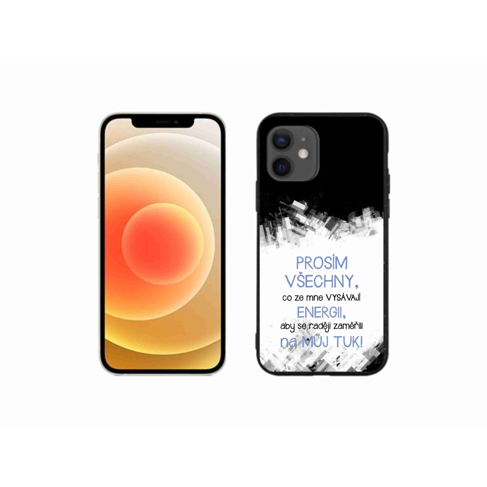 Gélový kryt mmCase na iPhone 12 mini - vtipný text 1 modrý