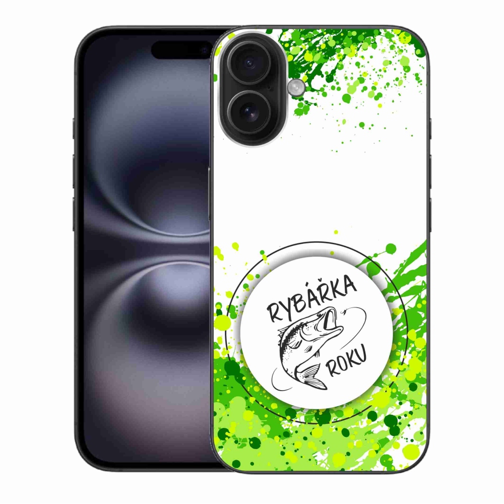 Gélový kryt mmCase na iPhone 16 Plus - rybárka roku biele pozadie