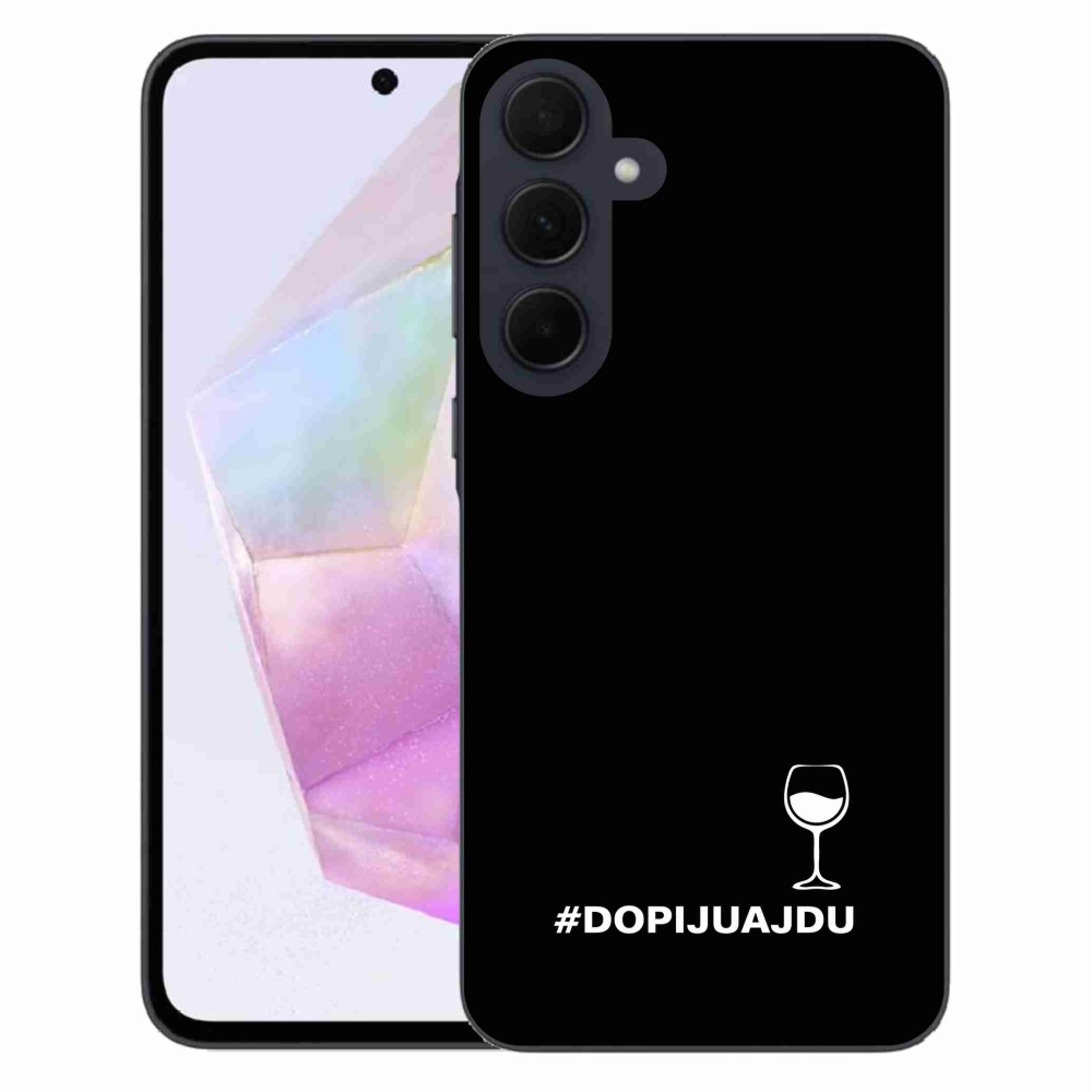 Gélový kryt mmCase na Samsung Galaxy A35 5G - vínny motív čierne pozadie