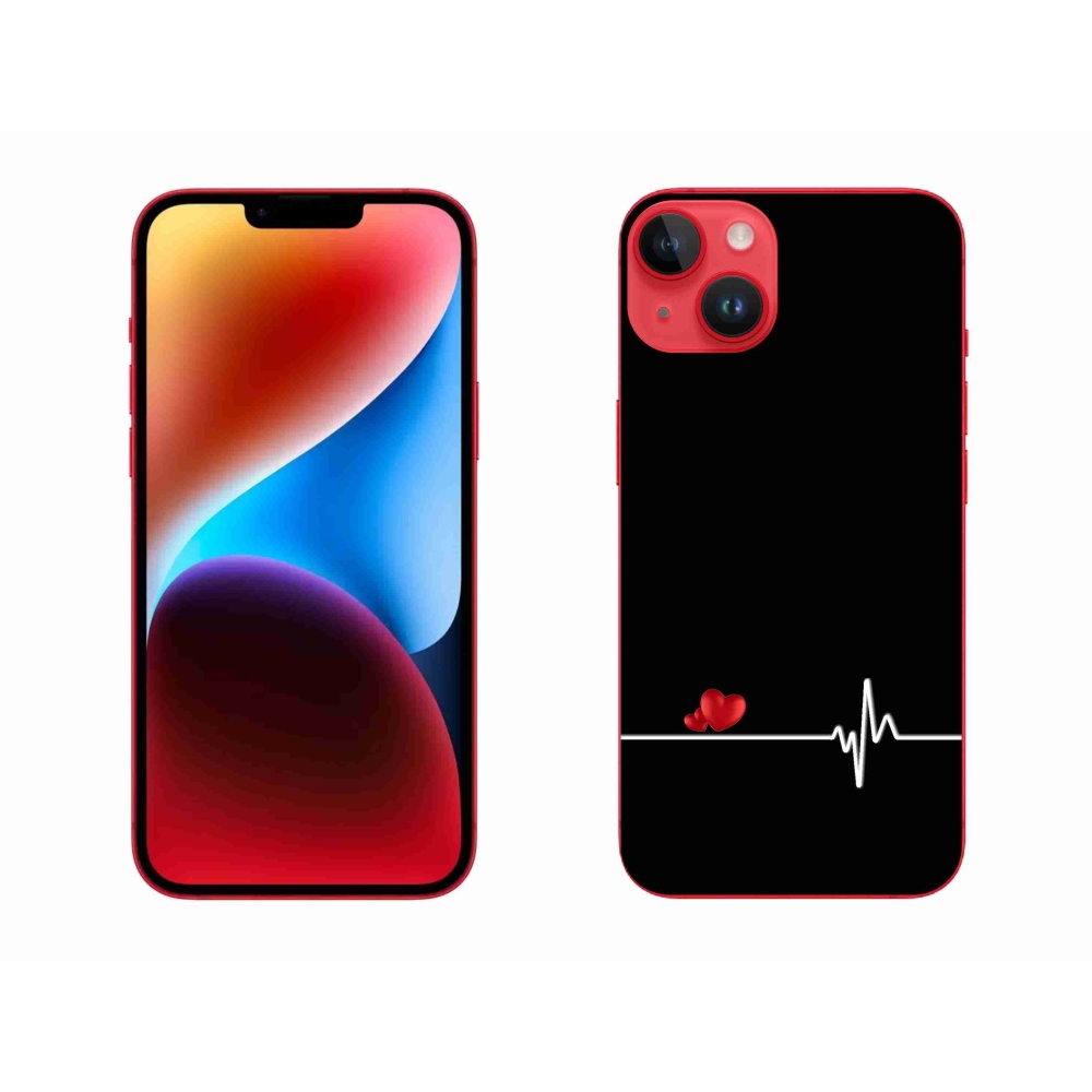 Gélový kryt mmCase na iPhone 14 Plus - srdce a tep čierne pozadie