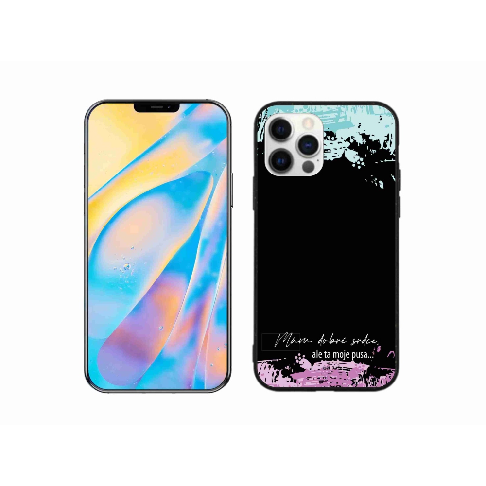 Gélový kryt mmCase na iPhone 12 Pro - vtipný text 3 čierne pozadie