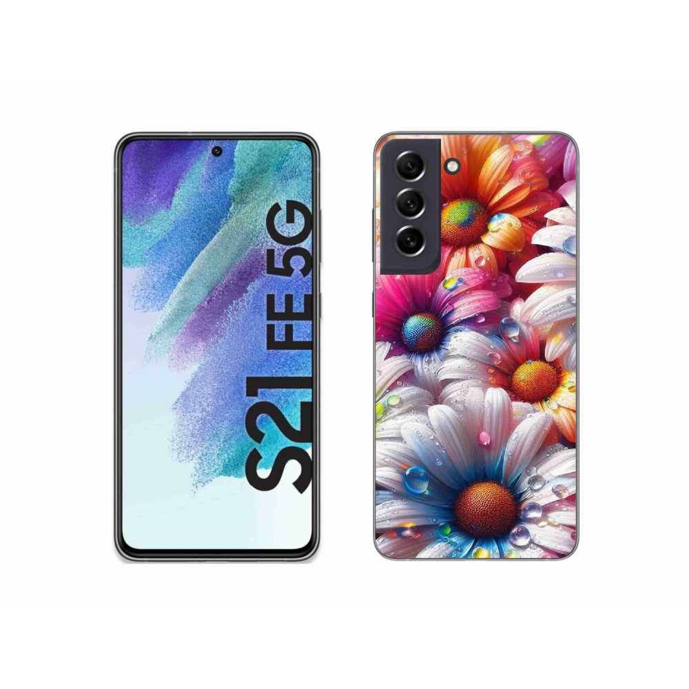 Gélový kryt mmCase na Samsung Galaxy S21 FE 5G - farebné margaréty