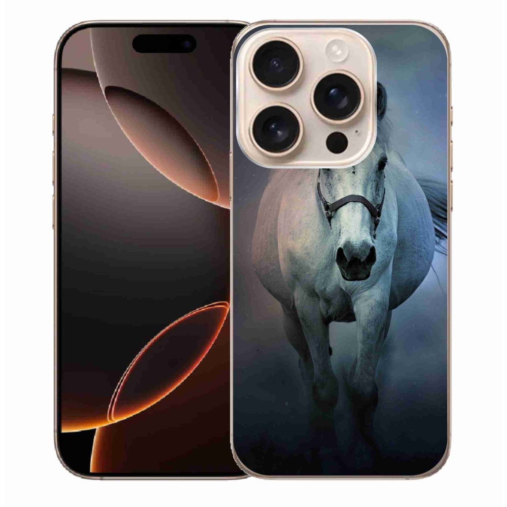 Gélový obal mmCase na iPhone 16 Pro Max - bežiaci biely kôň