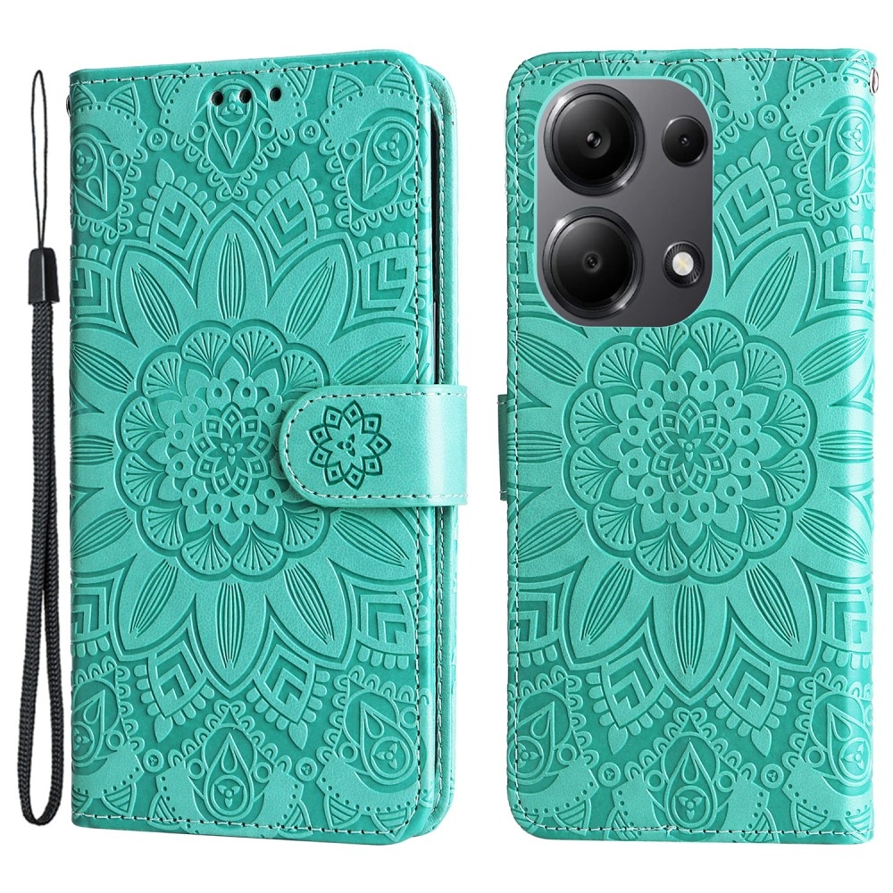 Sunflower knižkové púzdro na Xiaomi Redmi Note 14S/Note 13 Pro 4G/Poco M6 Pro - modrozelené