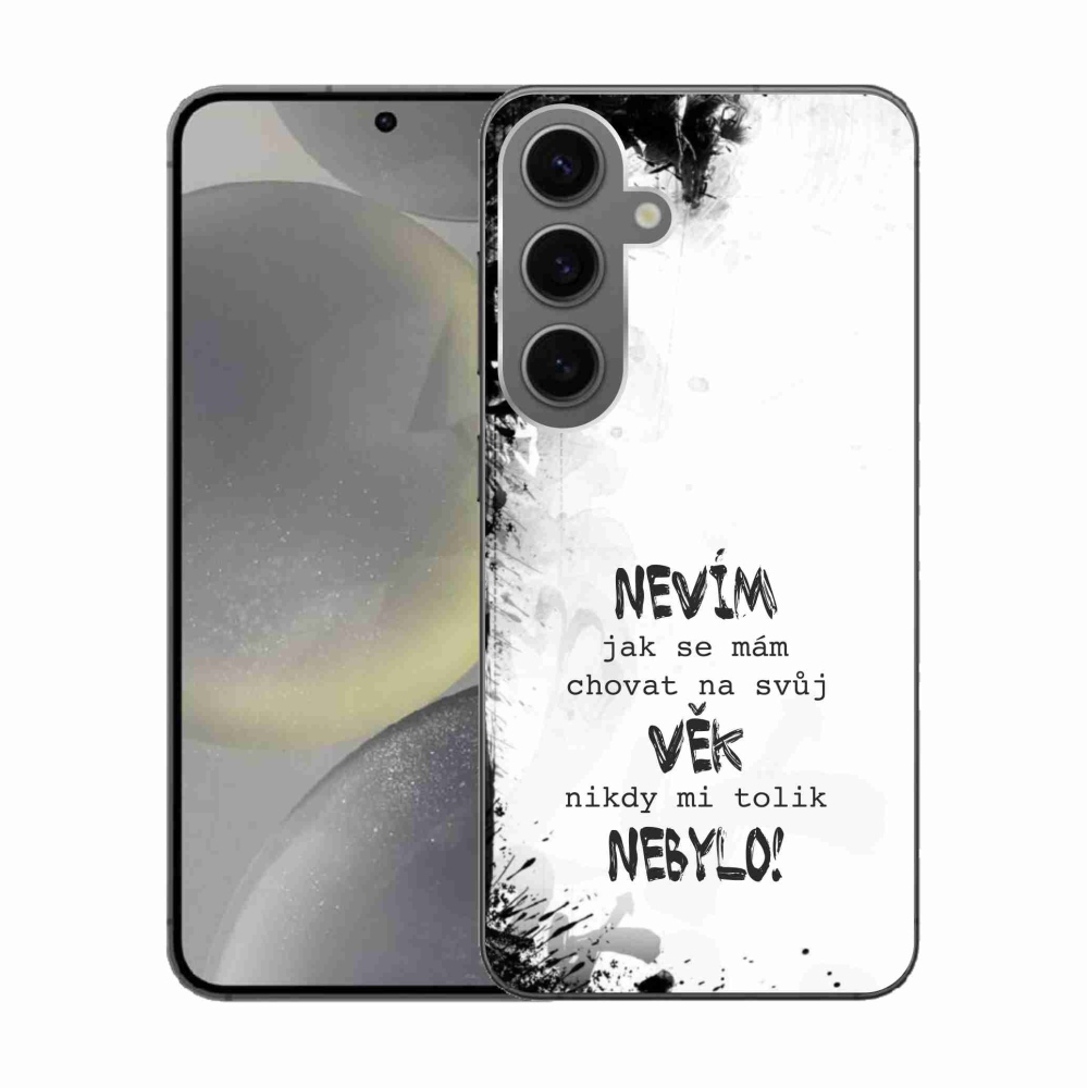 Gélový kryt mmCase na Samsung Galaxy S24 - vtipný text 14 biele pozadie
