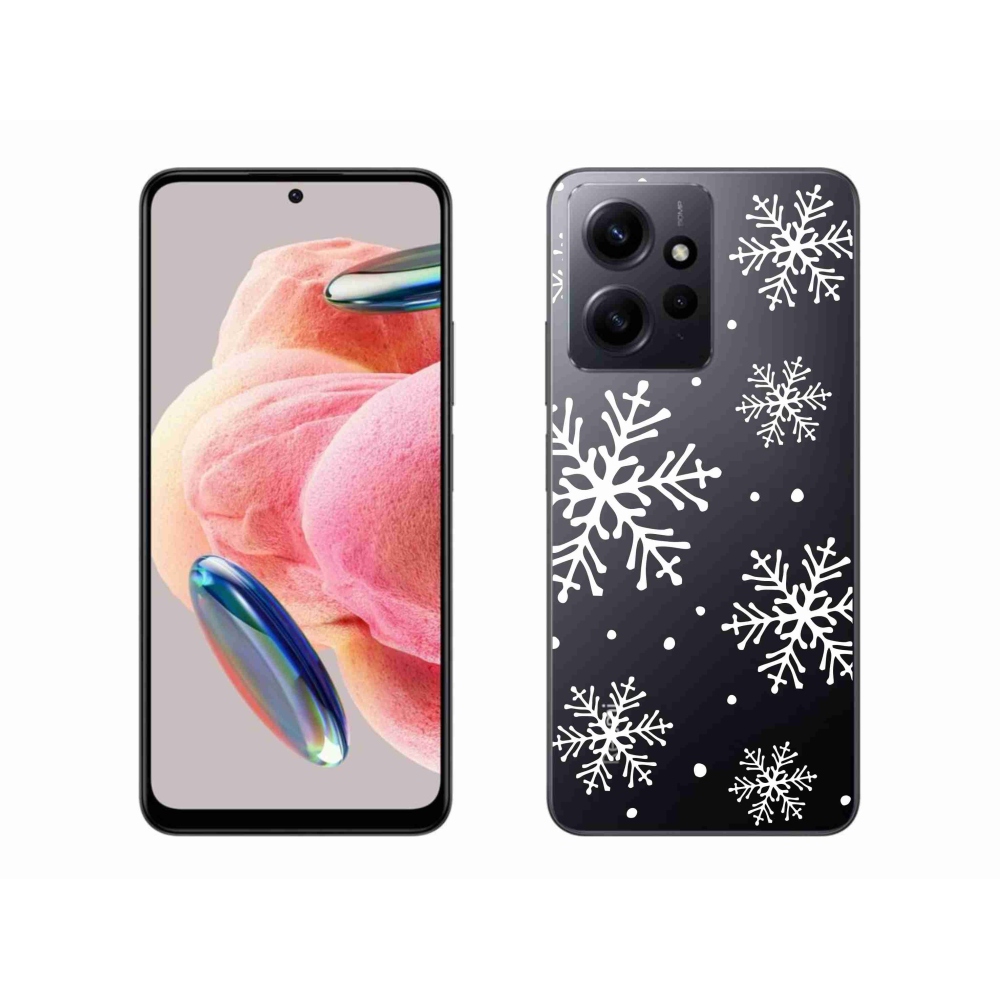 Gélový kryt mmCase na Xiaomi Redmi Note 12 4G - biele vločky na priehľadnom pozadí