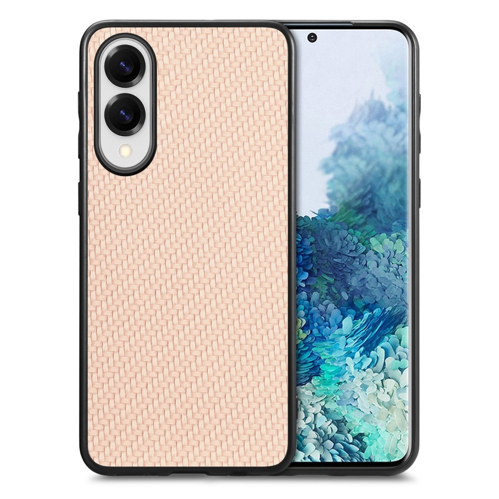 Coat gélový obal s umelou kožou a pevným chrbtom na Samsung Galaxy S25 Edge - béžový