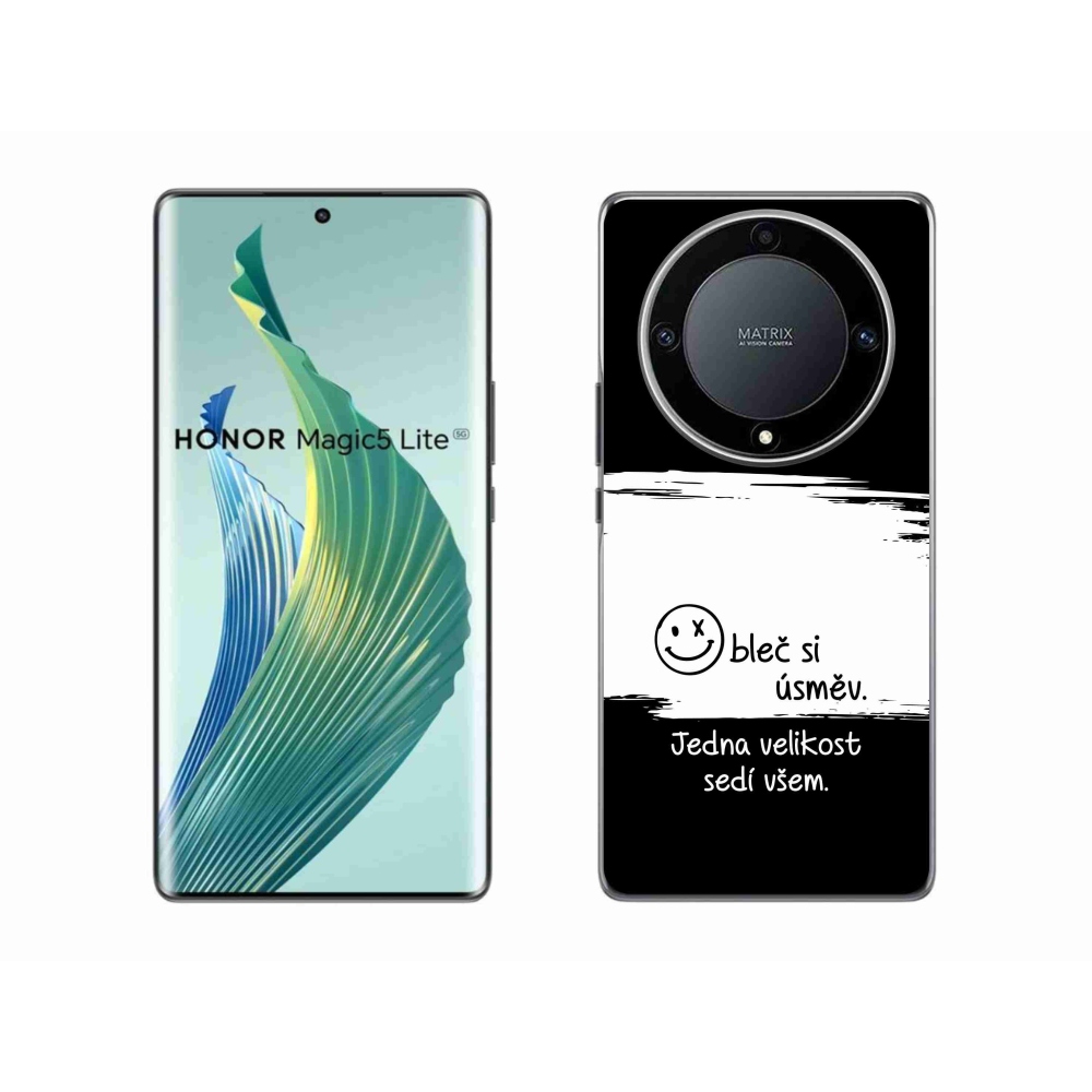 Gélový kryt mmCase na Honor Magic 5 Lite 5G - vtipný text 8 bieločierne pozadie