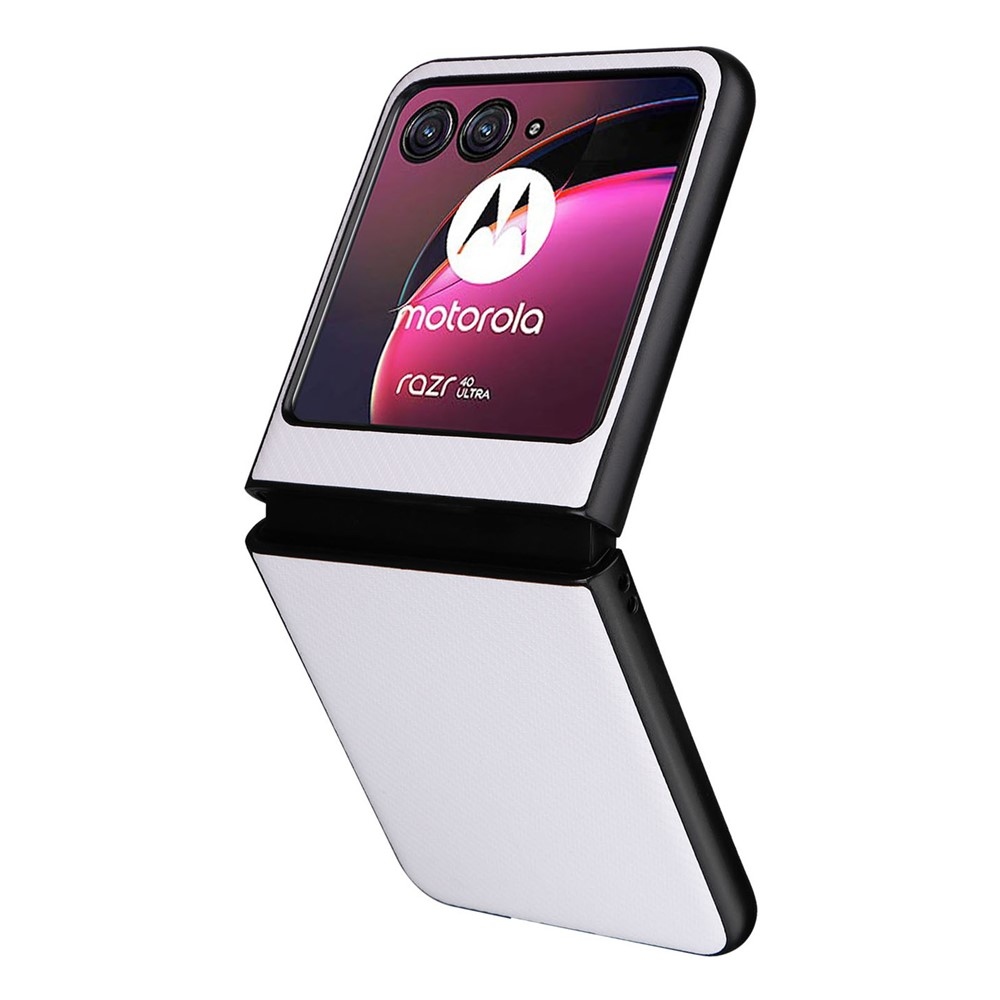 Textúry plastový kryt s umelou kožou na Motorola Razr 40 Ultra 5G - biely