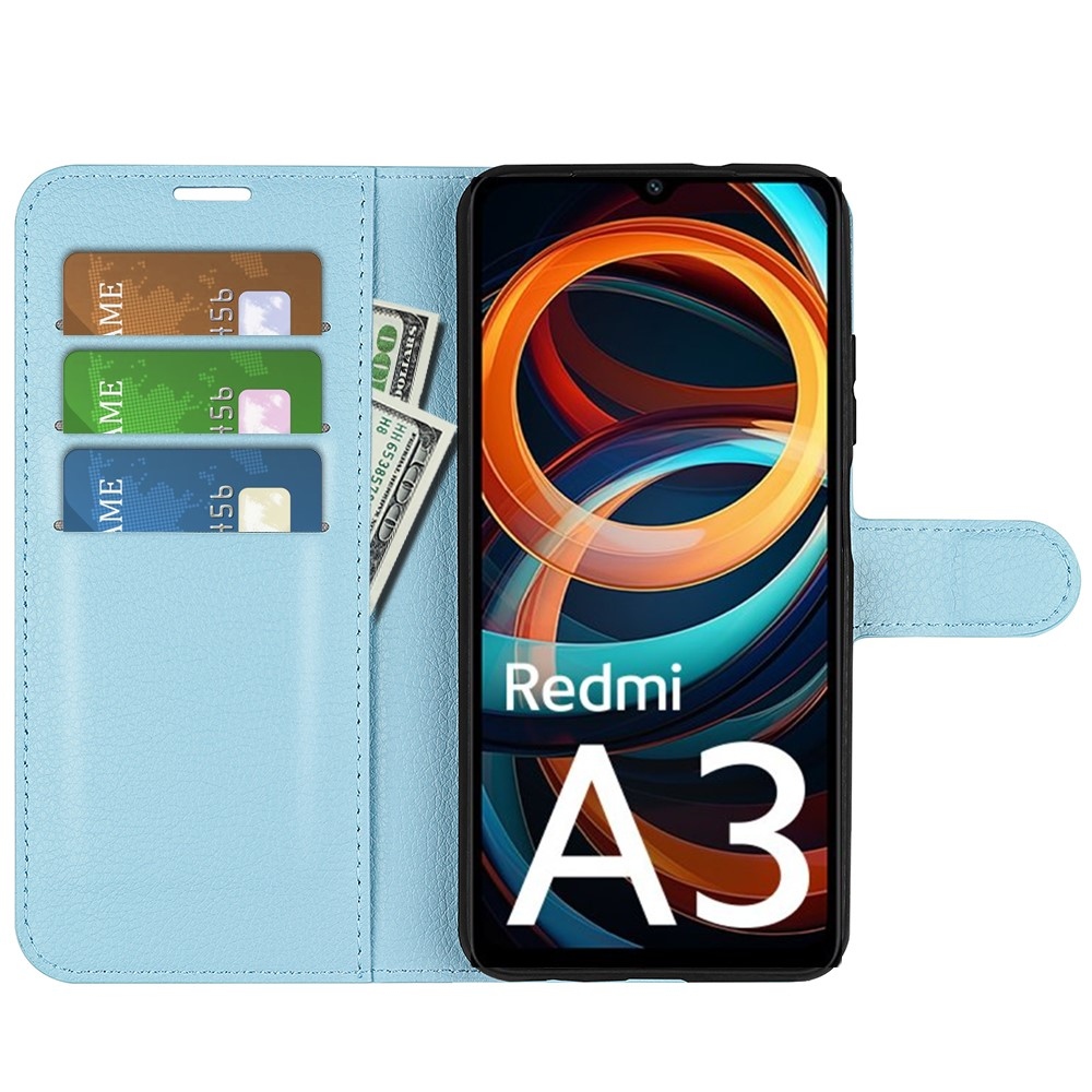 Litchi knižkové púzdro na Xiaomi Redmi A3 - modré