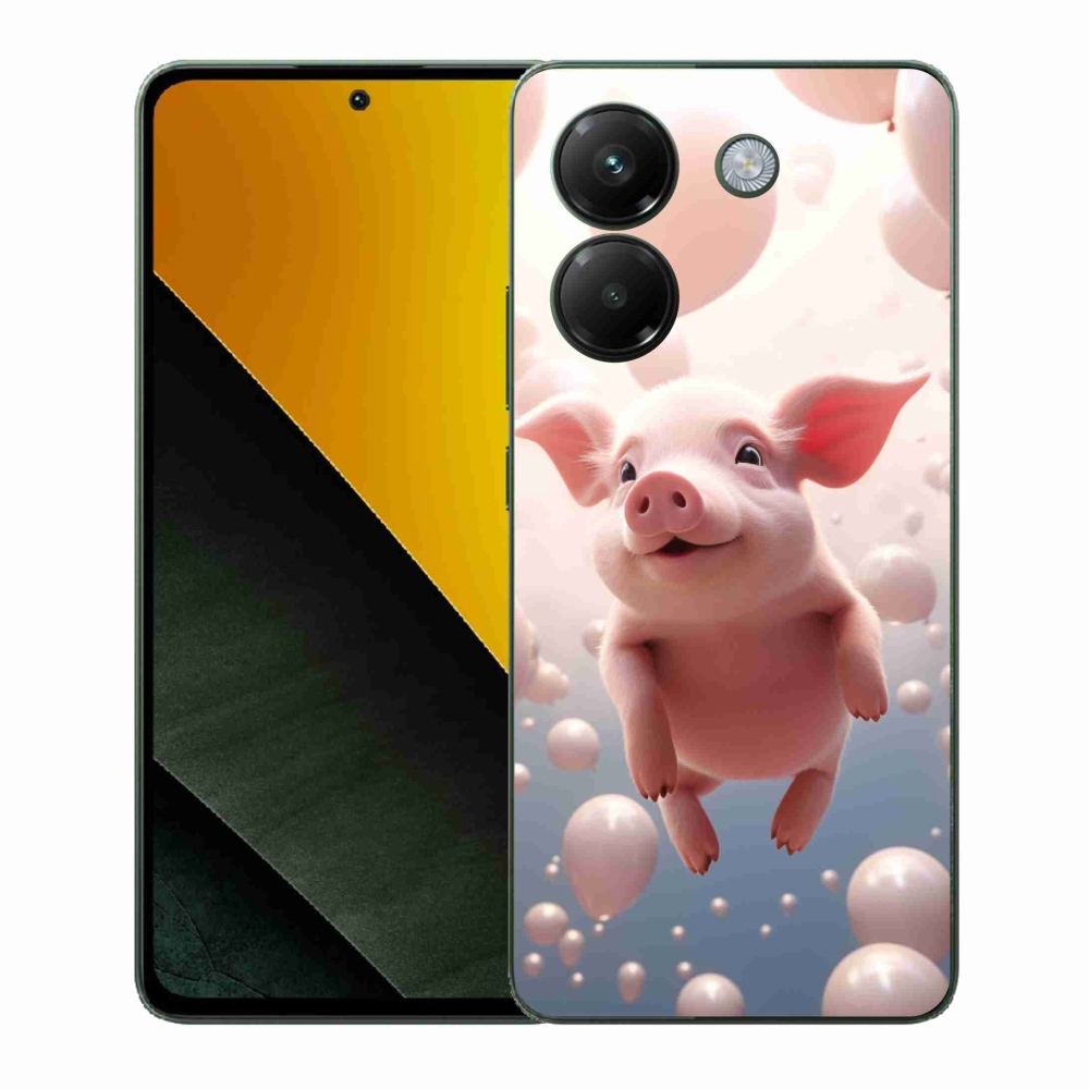 Gélový kryt mmCase na Xiaomi Poco M7 Pro 5G - prasiatko s balónikmi