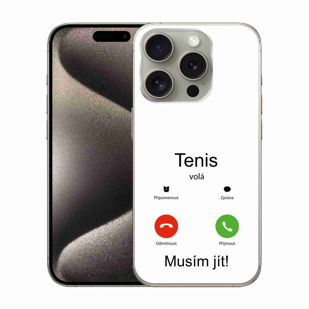 Gélový kryt mmCase na iPhone 15 Pro - tenis volá biele pozadie