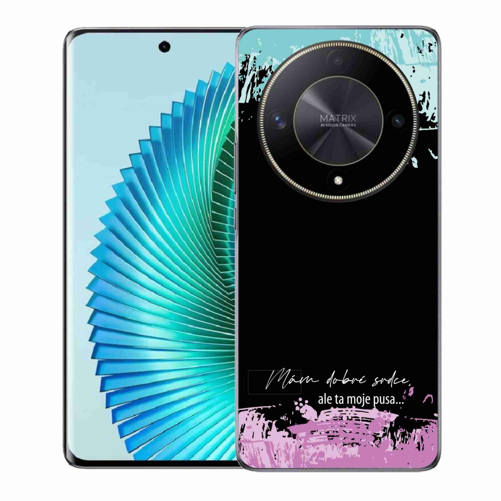 Gélový kryt mmCase na Honor Magic 6 Lite 5G - vtipný text 3 čierne pozadie