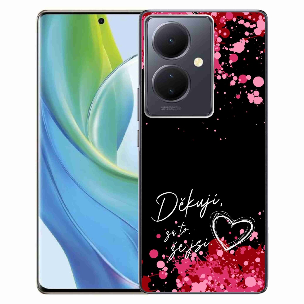 Gélový kryt mmCase na Vivo V29 Lite 5G - zamilovaný text 2 čierne pozadie