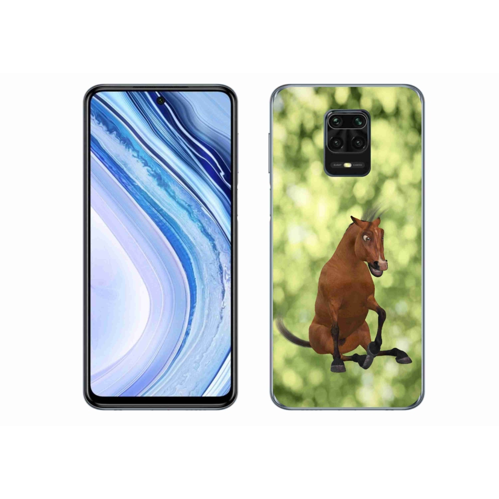 Gélový kryt mmCase na Xiaomi Redmi Note 9 Pro - hnedý kreslený kôň 1