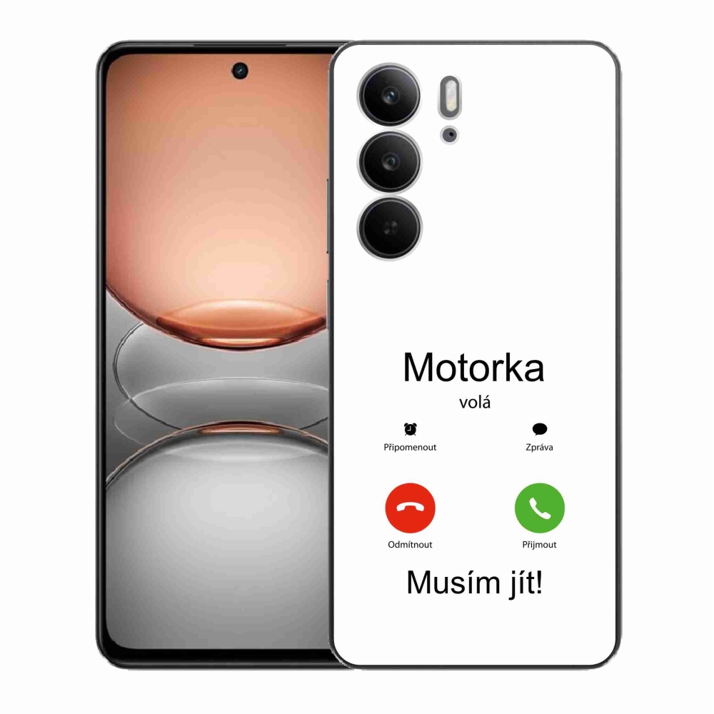 Gélový kryt mmCase na Realme C75 - motorka volá biele pozadie
