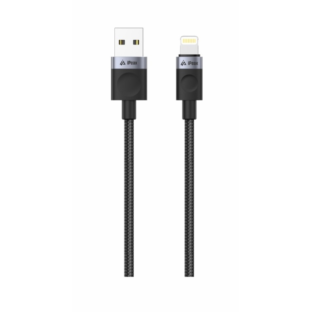 iPEAX Textilný kábel USB-A / lightning 1 m, USB 2.0 - čierny