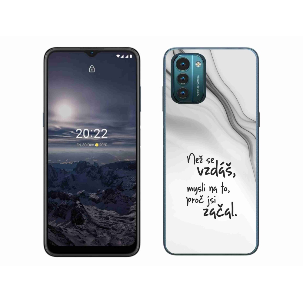 Gélový kryt mmCase na Nokia G11/G21 - citát 2 biele pozadie