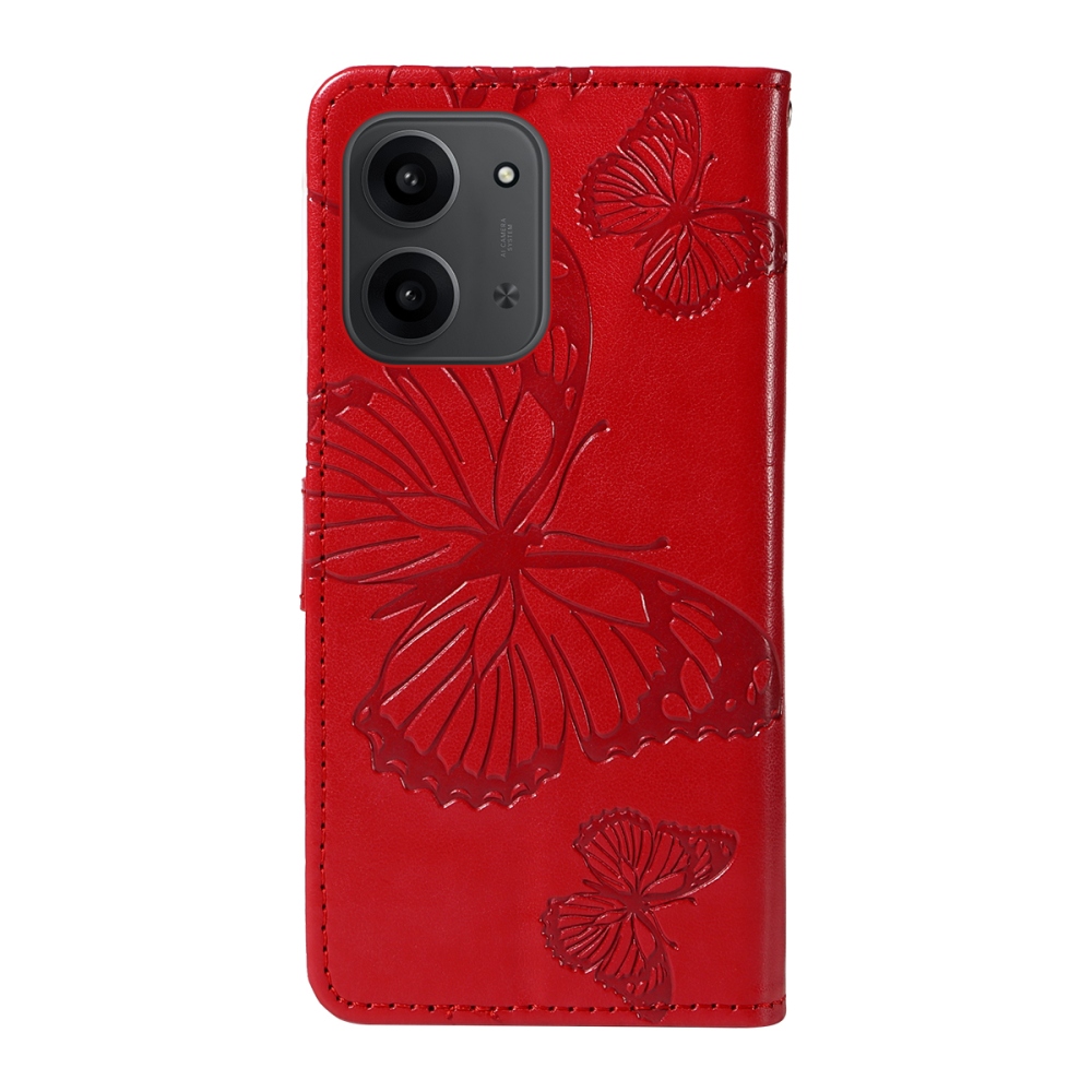 Big Butterfly knižkové púzdro na Xiaomi Redmi 15C 4G/5G (173mm) - červené