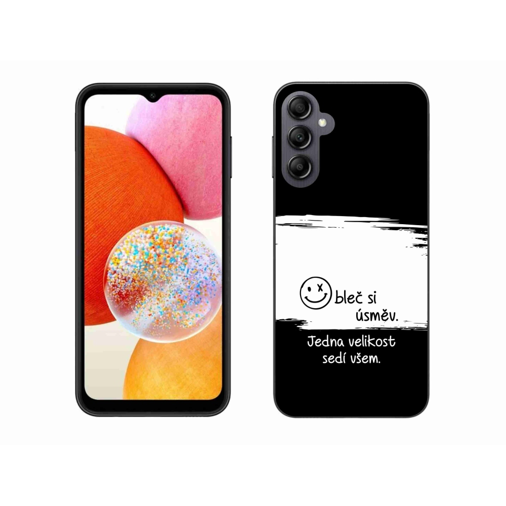 Gélový kryt mmCase na Samsung Galaxy A14 4G/5G - vtipný text 8 bieločierne pozadie