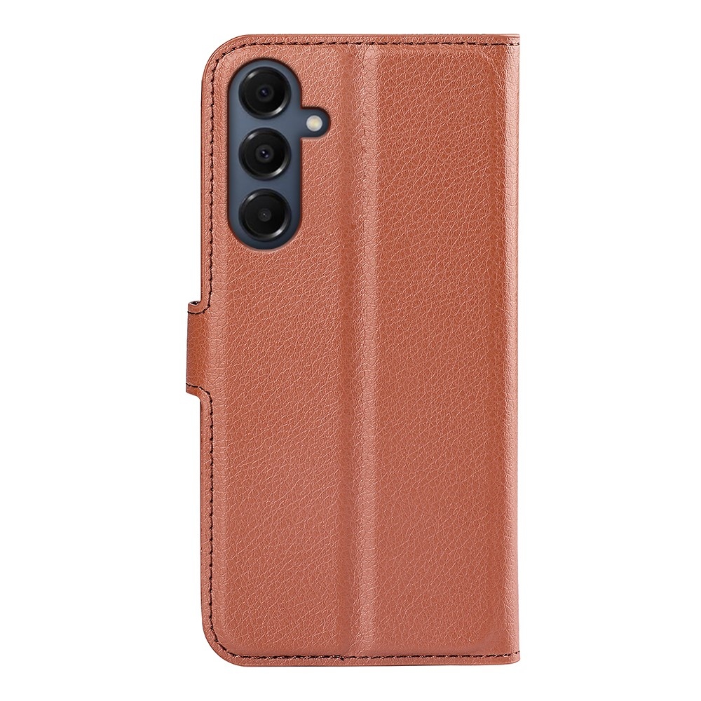 Litchi knižkové púzdro na Samsung Galaxy A17 5G - hnedé