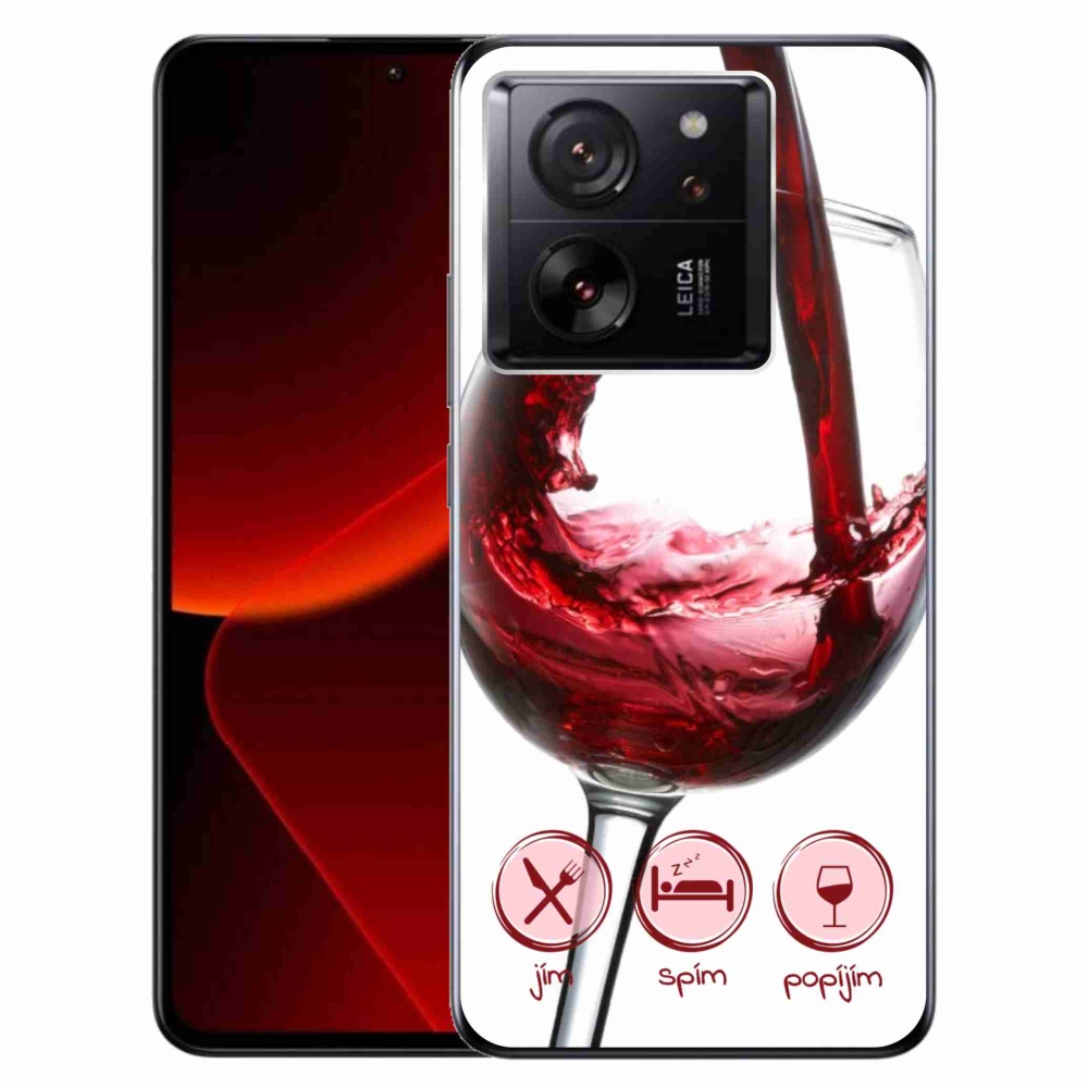 Gélový obal mmCase na Xiaomi 13T/13T Pro - pohár vína červené