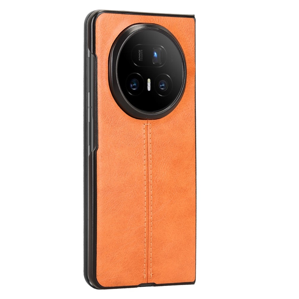 Stitchi plastový obal potiahnutý umelou kožou na mobil Honor Magic V5 - oranžový