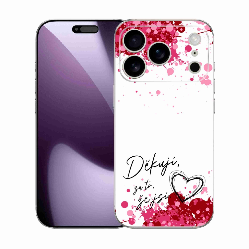 Gélový kryt mmCase na iPhone 17 Pro - zamilovaný text 2 biele pozadie