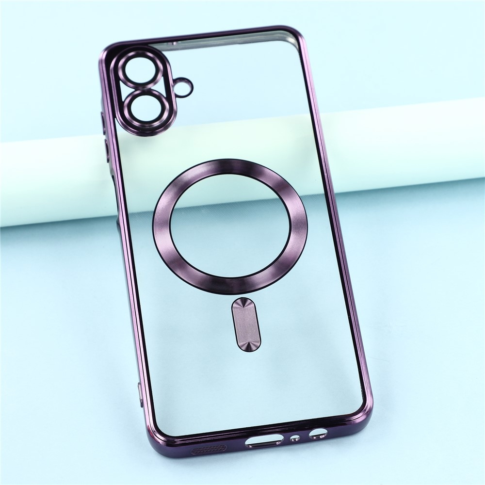 Clear obal s ochranou fotoaparátu a podporou MagSafe na Samsung Galaxy A07 4G - fialový