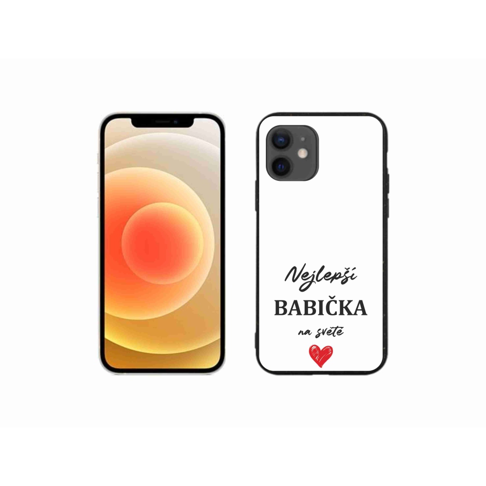 Gélový kryt mmCase na iPhone 12 mini - najlepšia babička 1 biele pozadie