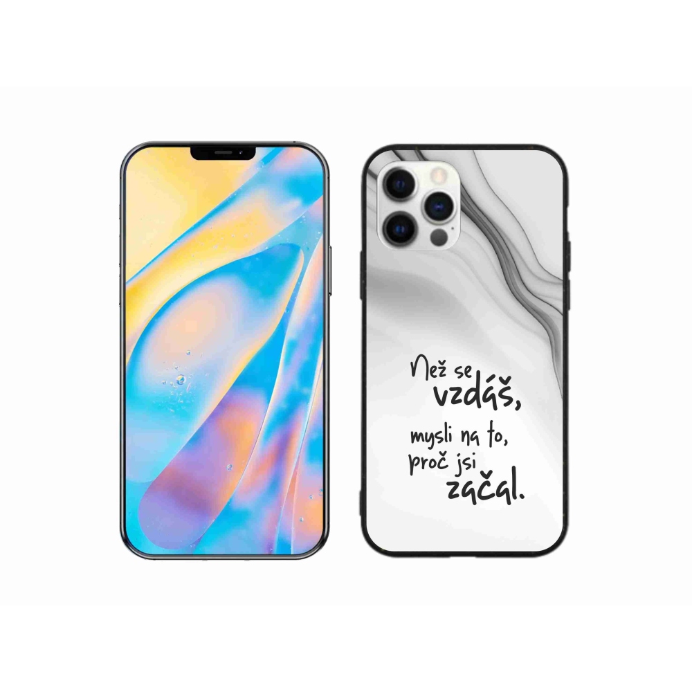 Gélový kryt mmCase na iPhone 12 - citát 2 biele pozadie