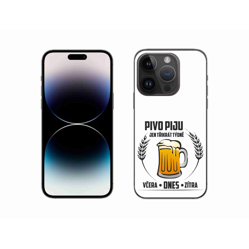 Gélový kryt mmCase na iPhone 14 Pro 6.1 - pivný motív biele pozadie
