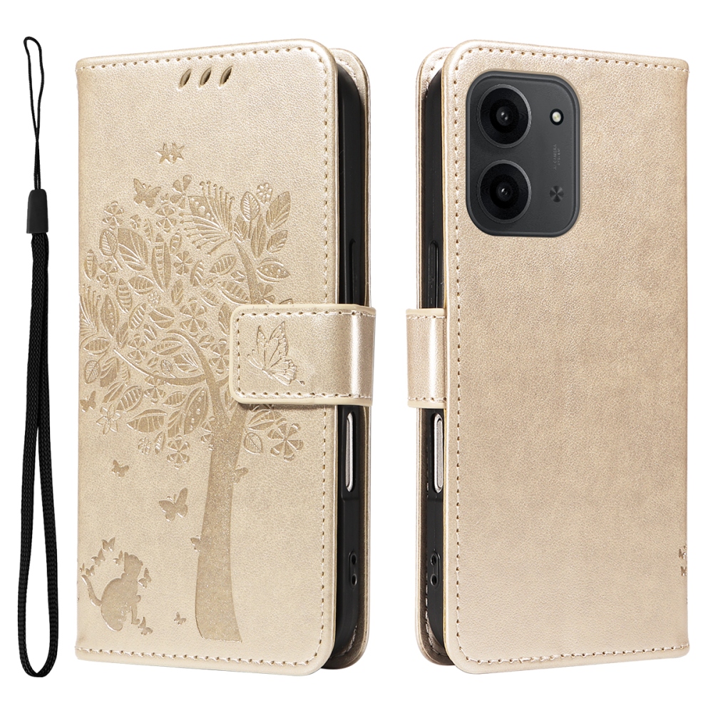 Trees knižkové púzdro na Xiaomi Redmi 15C 4G/5G (173mm) - zlaté